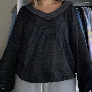 V neck black thin free people sweater